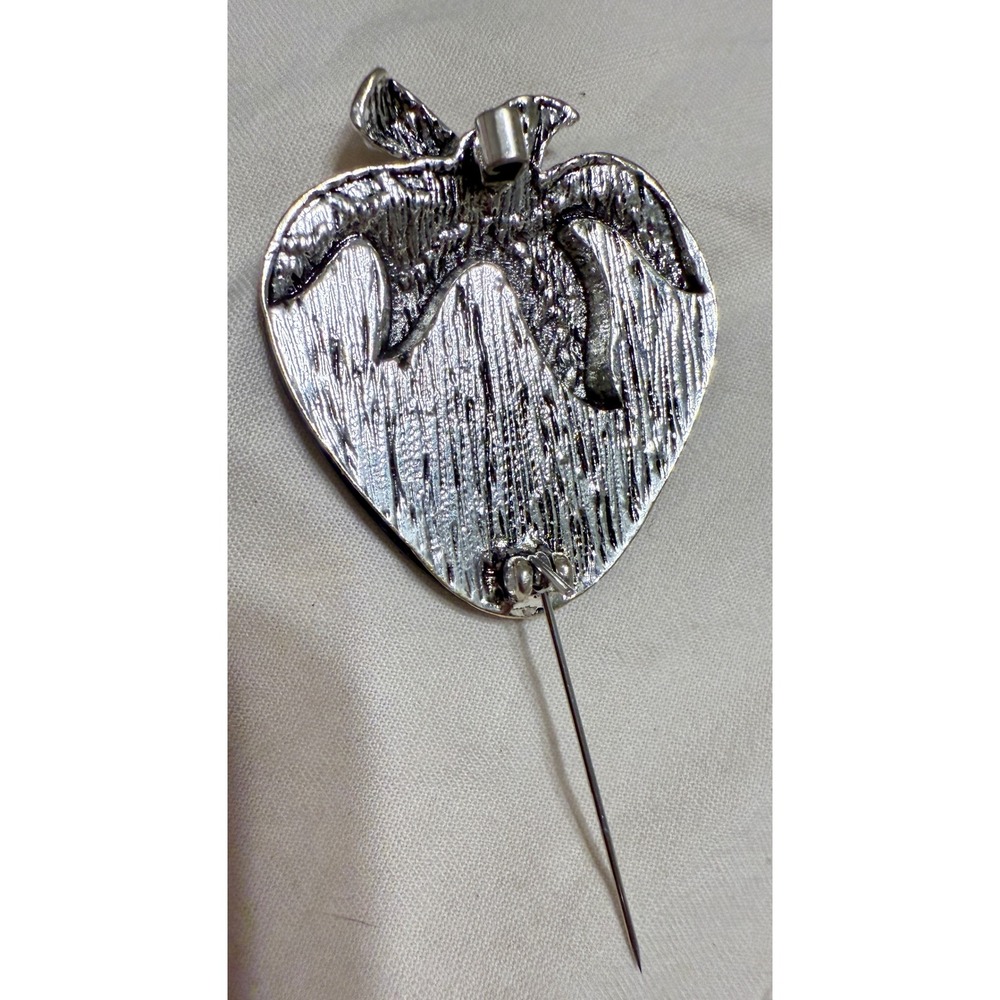 Vintage Abalone Shell Strawberry Stick Pin Brooch Silver Tone Fruit Jewelry - Picture 4 of 7
